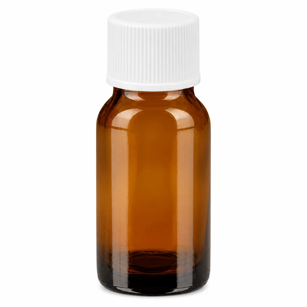 10ml Flasche 11mm Schraubverschluss weiß Standard BrownLine UT18/10 10ml Fläschchen aus UV-schützendem Braunglas mit weißem Kunststoffverschluss