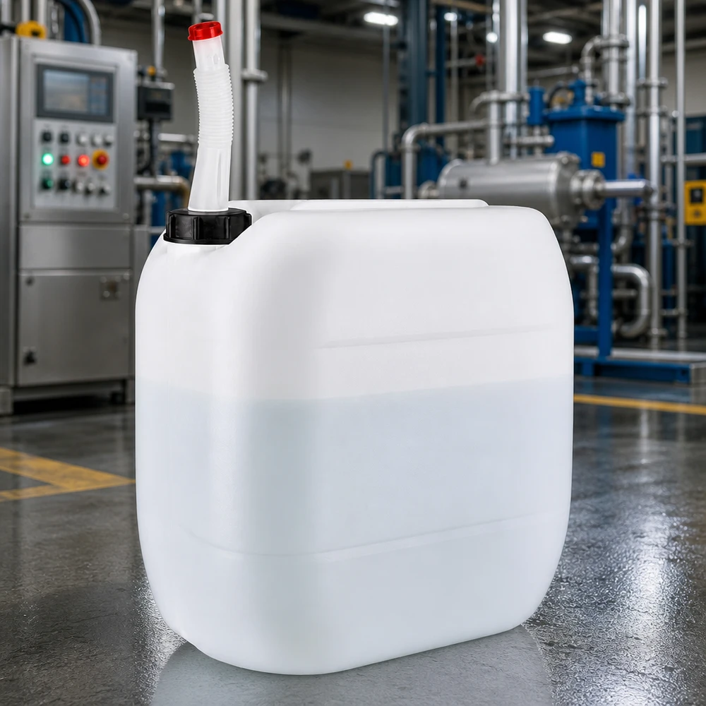 Kanister 30 Liter mit Auslaufrohr Flex Transluzenter 30L Kunststoffkanister mit Flex-Rohr zur Füllstandskontrolle geeignet