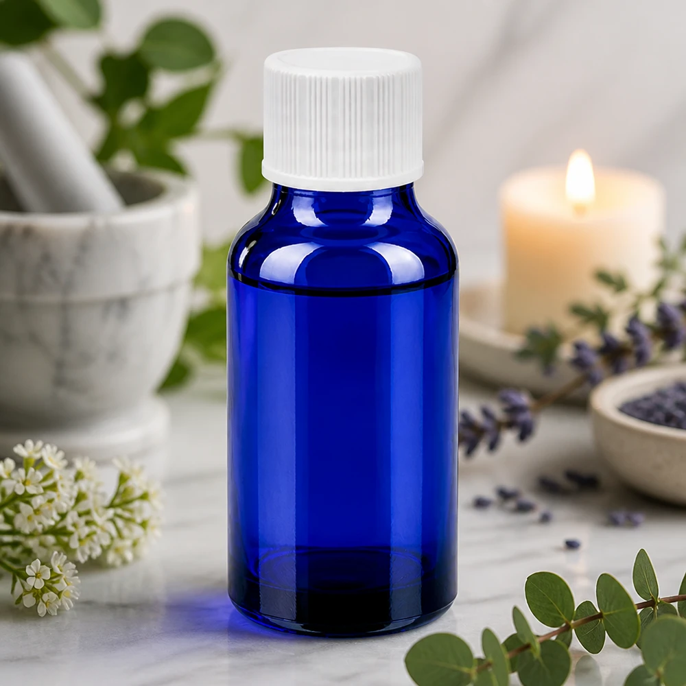 20ml Flasche 11mm Schraubverschluss weiß Standard BlueLine UT18/20 Vielseitige 20ml Glasflasche in Kobaltblau mit Standard Verschluss für DIY Kosmetik und Mischungen