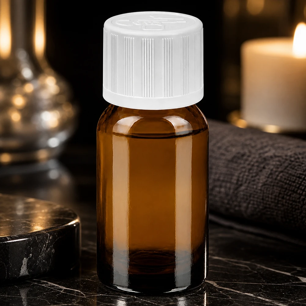 10ml Flasche 11mm Schraubverschluss weiß Standard Kindersicherung BrownLine UT18/10 10ml UV-Schutzflasche aus hochwertigem Braunglas mit sicherem Verschlusssystem
