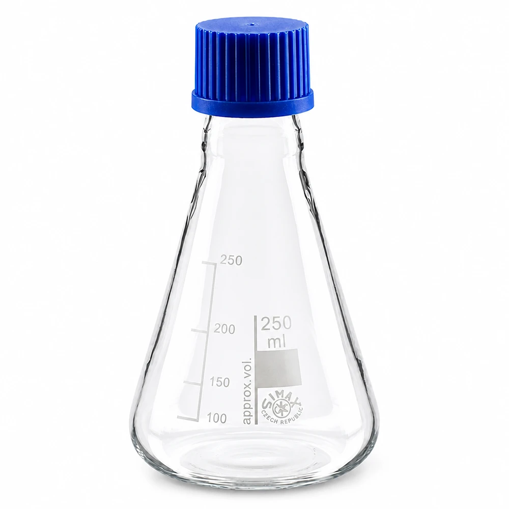 Erlenmeyerkolben Weithals 250ml mit Milliliter-Markierung für exakte Dosierung im Labor