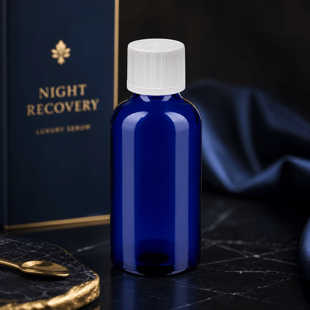 Medizinische 50ml Glasflasche mit kindersicherem Verschluss für Apotheken und Labore