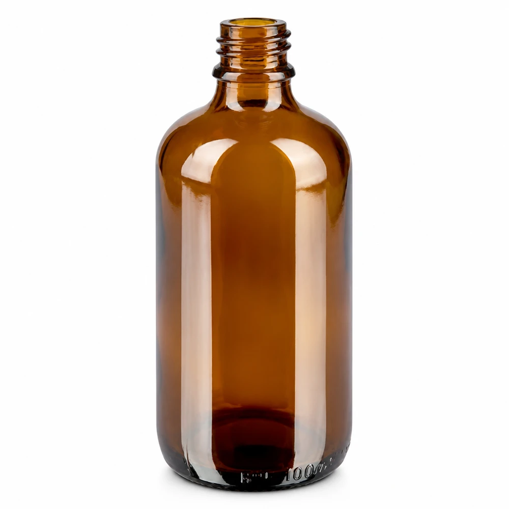 Hochwertige 100ml Sprayflasche aus getöntem Glas mit Standard-Gewinde für Pumpzerstäuber