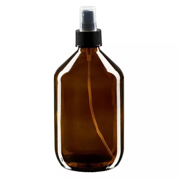 500ml Medizinflasche braun, Pumpzerstäuber schwarz ApoGlas