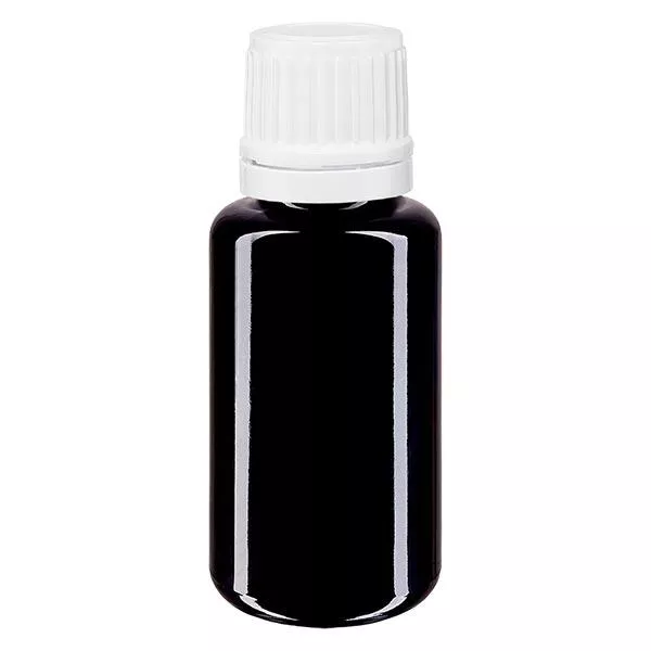 Apothekenflasche violett 20ml Tropfverschluss 1.2mm weiß Originalitätsverschluss