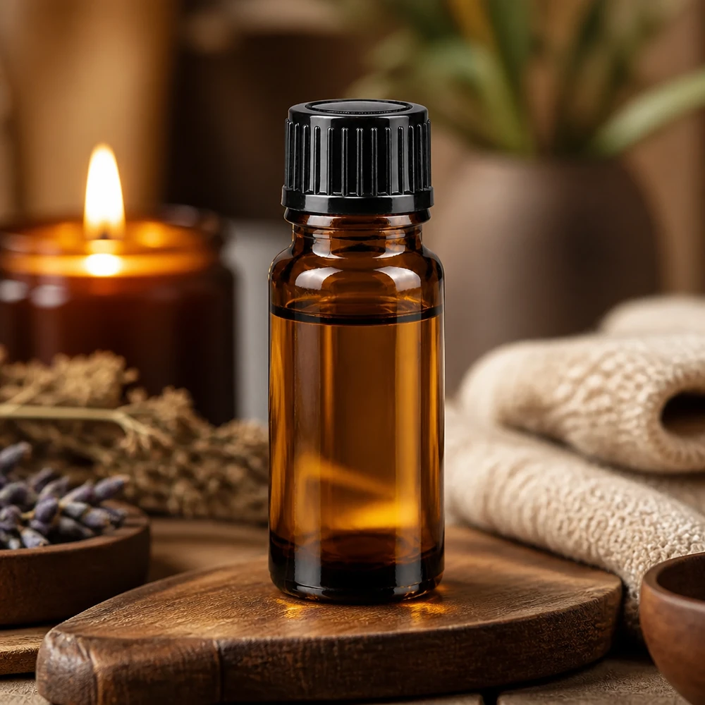 Hochwertige Braunglas Flasche 10ml für Aromatherapie mit schwarzem STD Tropfverschluss