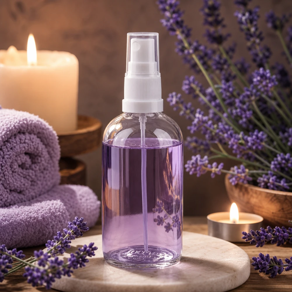 Nachfüllbare 100ml Sprühflasche ClearLine Serie weißer Pumpkopf für ätherische Öle und Hydrolate