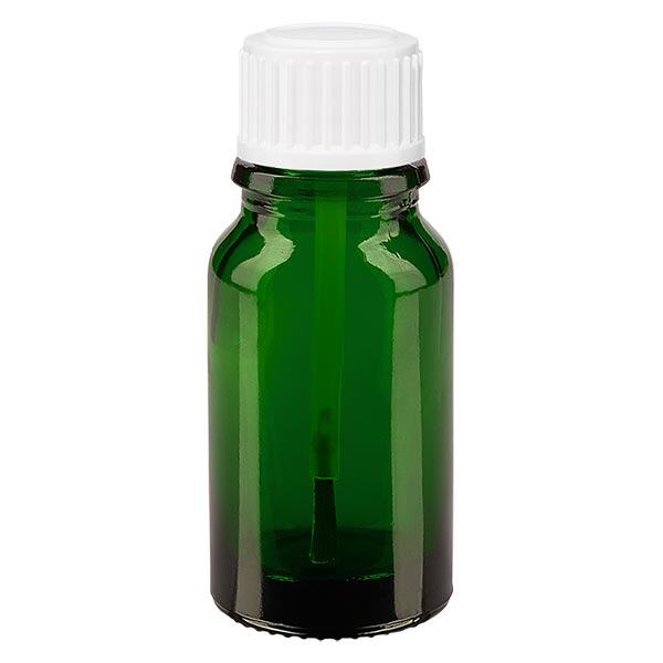 Apothekenflasche grün 10ml Schraubverschluss weiß Pinsel