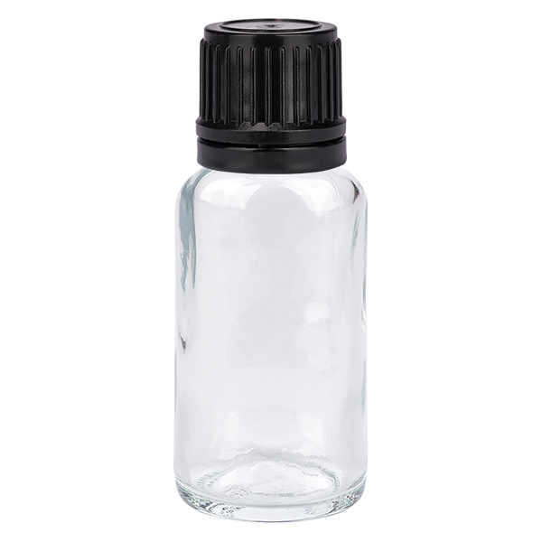 20ml Globuliflasche 8mm Giessring schwarz Standardverschluss ClearLine UT18/20
