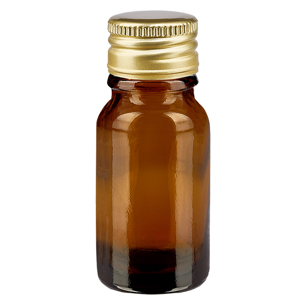 10ml Flasche 11mm Schraubverschluss Alu-Gold Standard BrownL. UT18/10