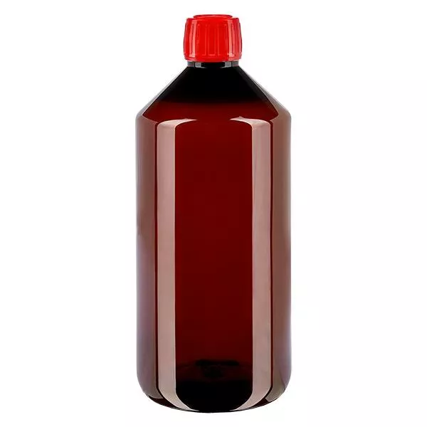 PET Flasche 1000ml mit rotem Verschluss Originalitätsverschluss