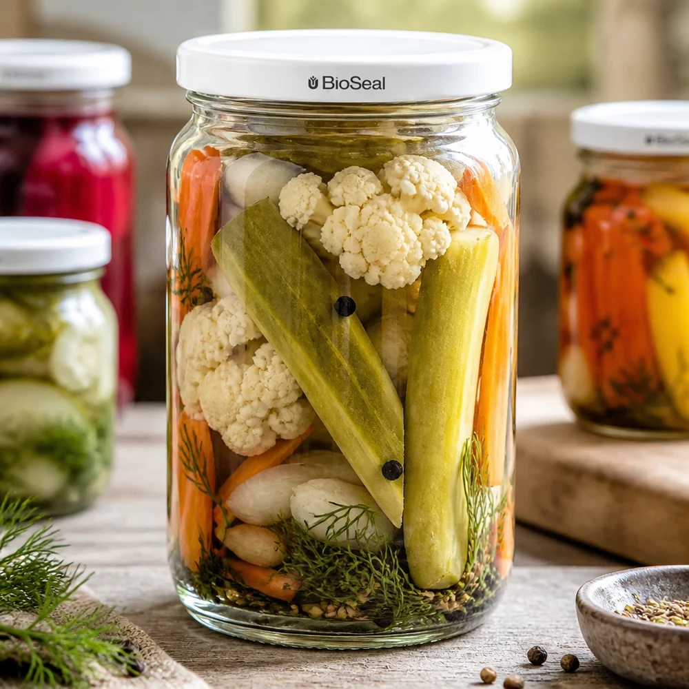 UNiTWIST Runda795 Glas mit eingelegtem Mischgemüse - ideal für Pickles und fermentierte Lebensmittel