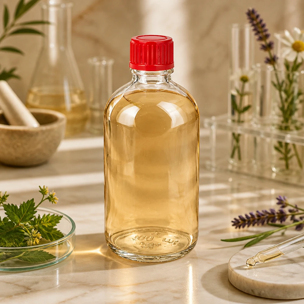 100ml Flasche 11mm Schraubverschluss rot Standard ClearLine UT18/100 Transparente Rundflasche 100ml SV rot 11mm ClearLine UT18/100 botanisches Aromatherapie Labor