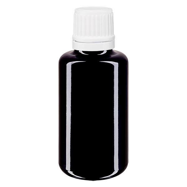 Apothekenflasche violett 30ml Schraubverschluss weiß Originalitätsverschluss