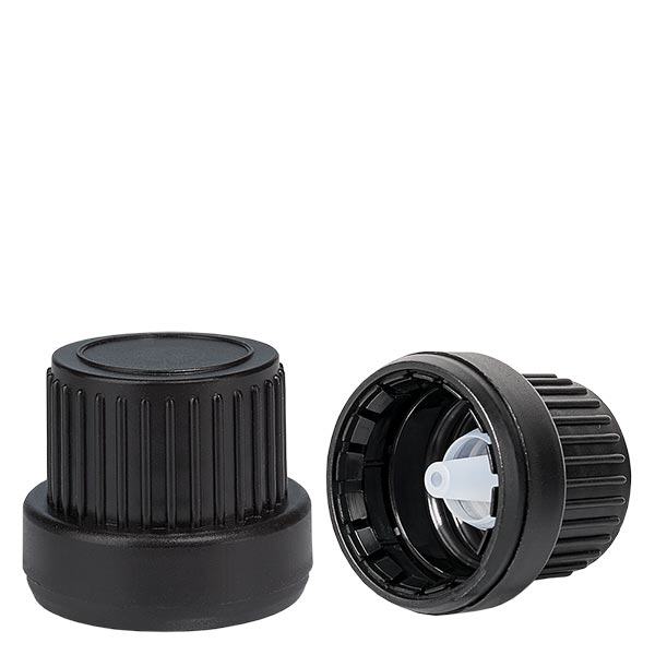 TropfVerschluss 2mm Top schwarz 18mm mit Originalitätsverschluss TropfVerschluss 2mm Top schwarz 18mm mit Originalitätsverschluss