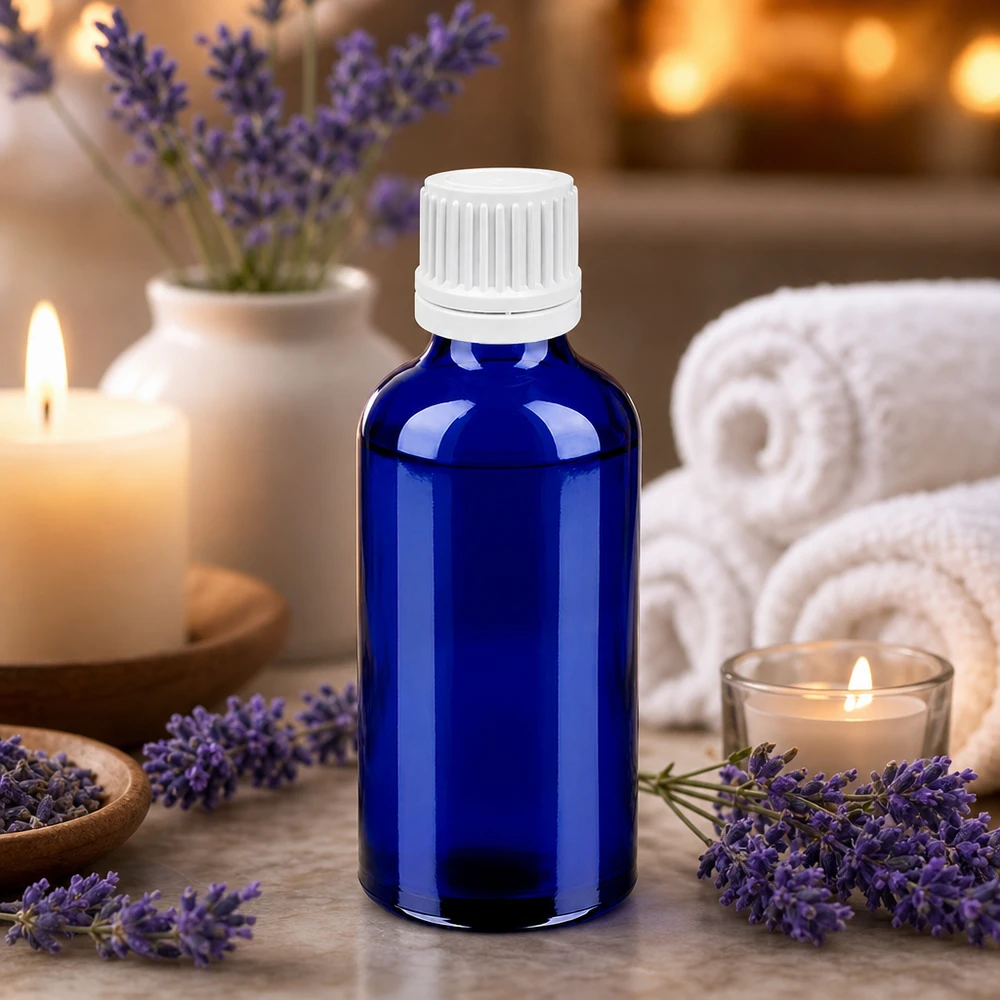 Kompakte Dosierungsflasche 50ml in Apothekerqualität mit weißem Verschluss für flüssige Präparate