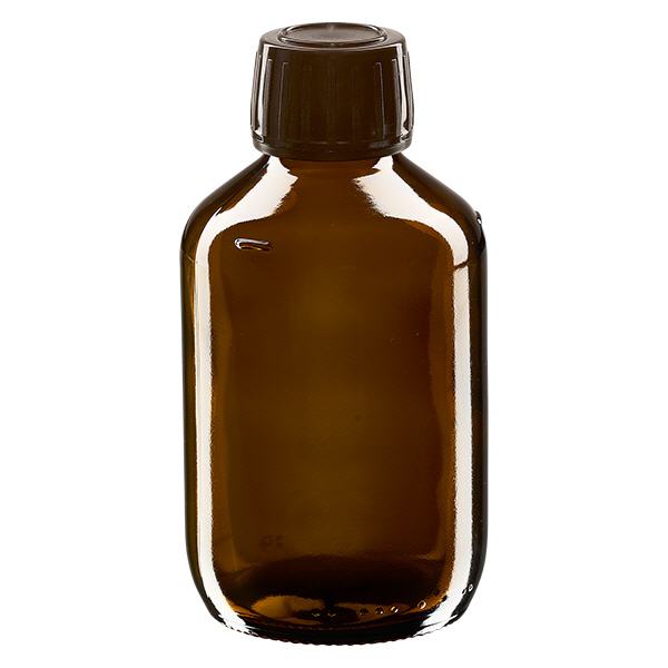 200ml Medizinflasche braun, Verschluss braun mit Originalitätsring ApoGlas