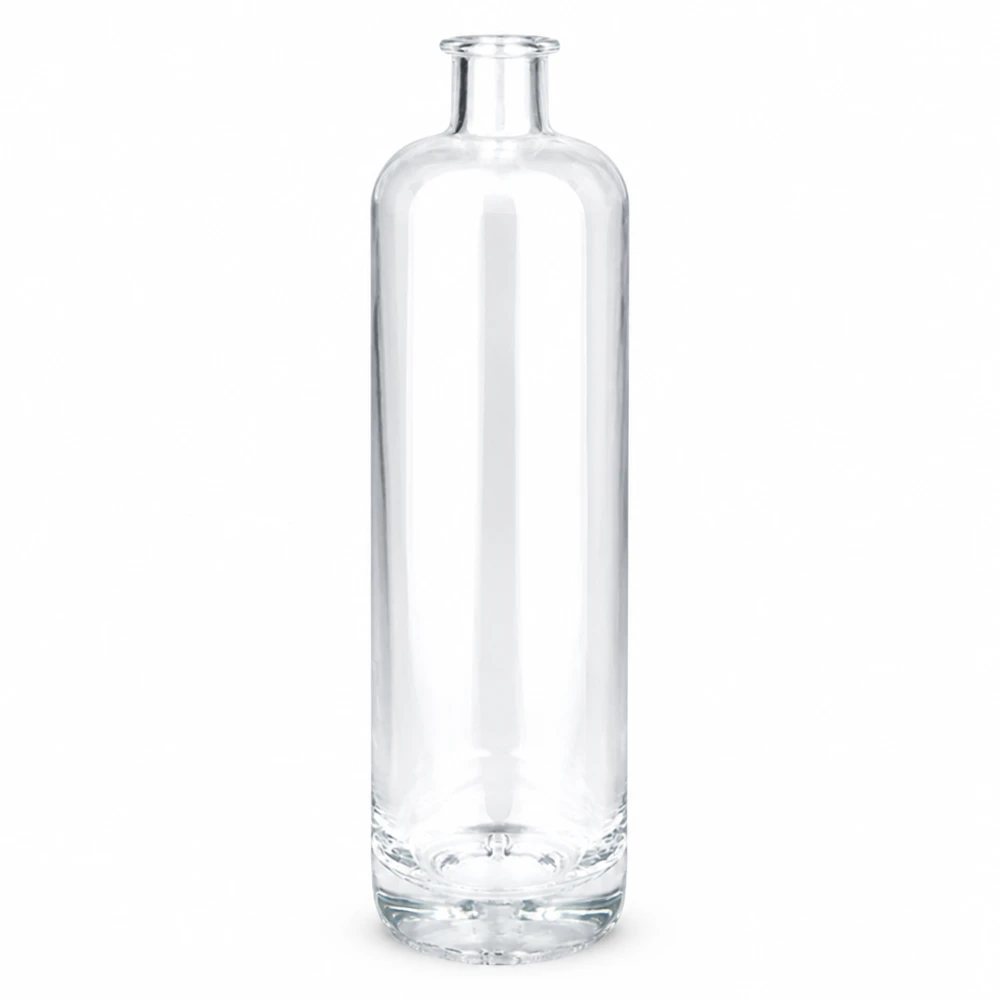 700ml Glasflasche "Eleganz" ohne Verschluss UNiTWIST® 700ml Glasflasche Ella transparent ohne Verschluss UNiTWIST leer stehend auf weißem Hintergrund