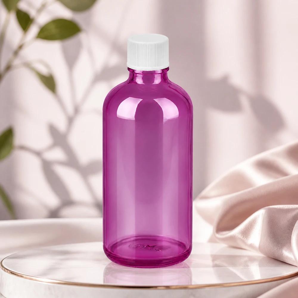 Hochwertige violette Glasflasche 100ml mit 11mm Öffnung für Beauty Salons und Kosmetikstudios