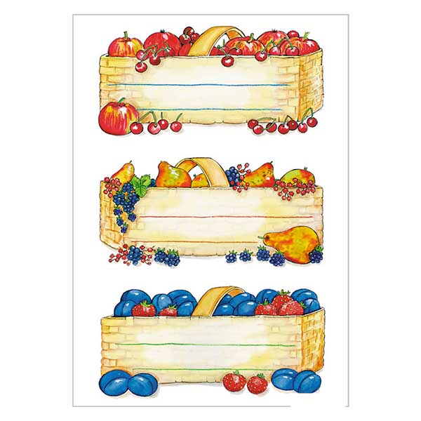 Küchenetiketten "Obstkörbe" (12 Aufkleber) Küchenetiketten "Obstkörbe" (12 Aufkleber)