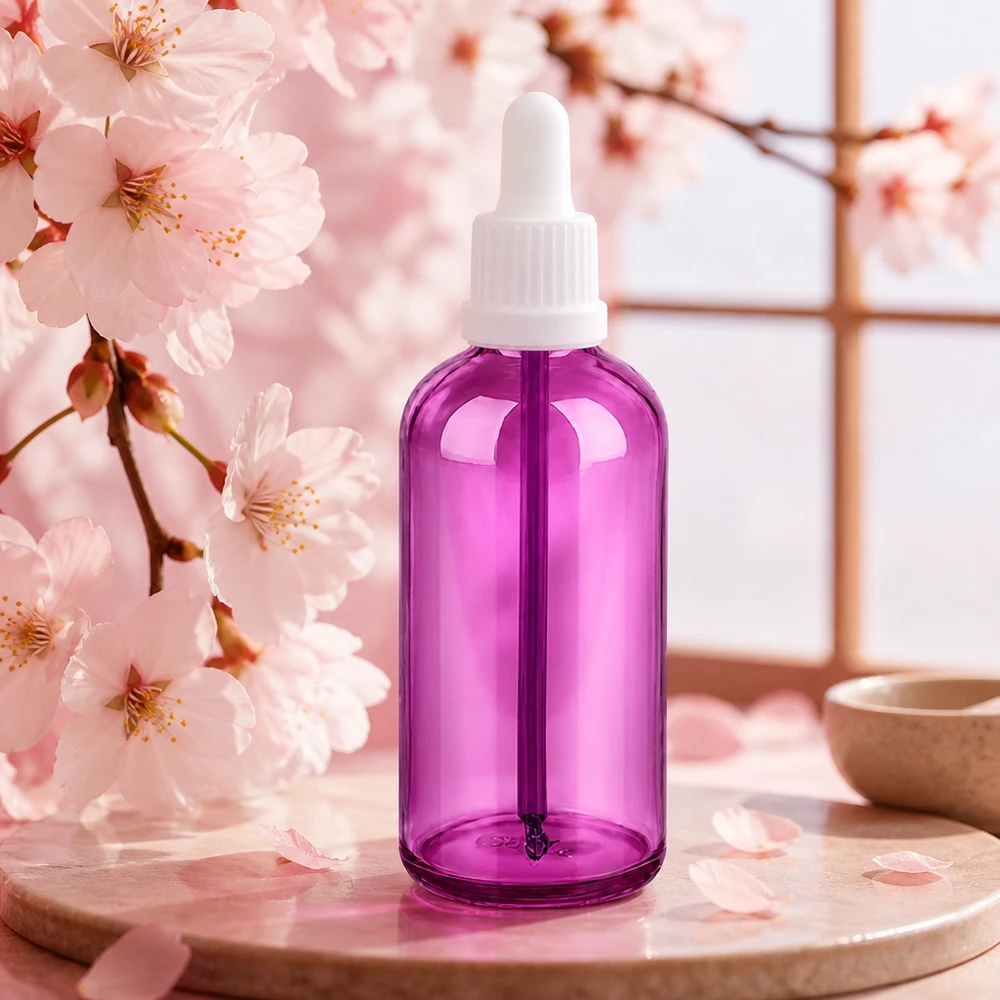100ml Pipettenflasche weiss Originalität Schraubverschlusserschluss PurpleLine UT18/100 100ml Kosmetikflasche mit Pipette in elegantem Purpur Design für Beauty und Wellness Produkte