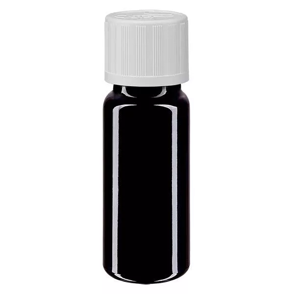 Apothekenflasche violett 10ml Tropfverschluss weiß Kindersicherung Standard