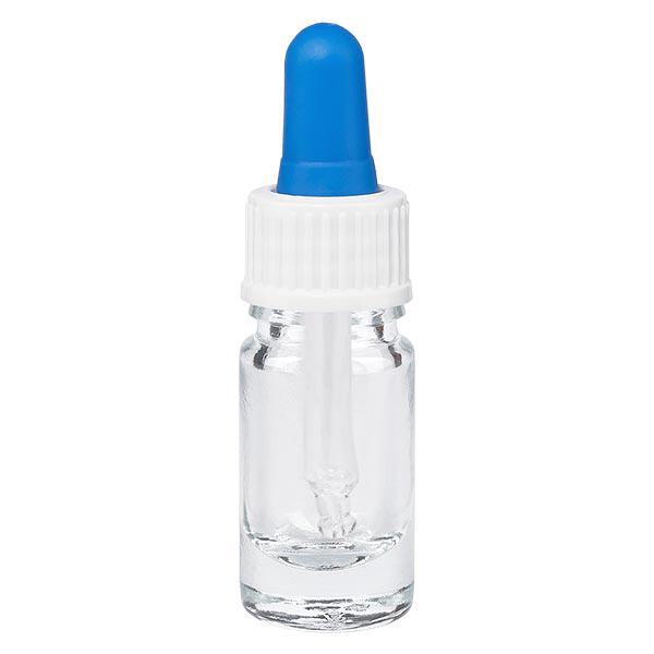 Apothekenflasche klar 5ml Pipette weiß/blau Standard