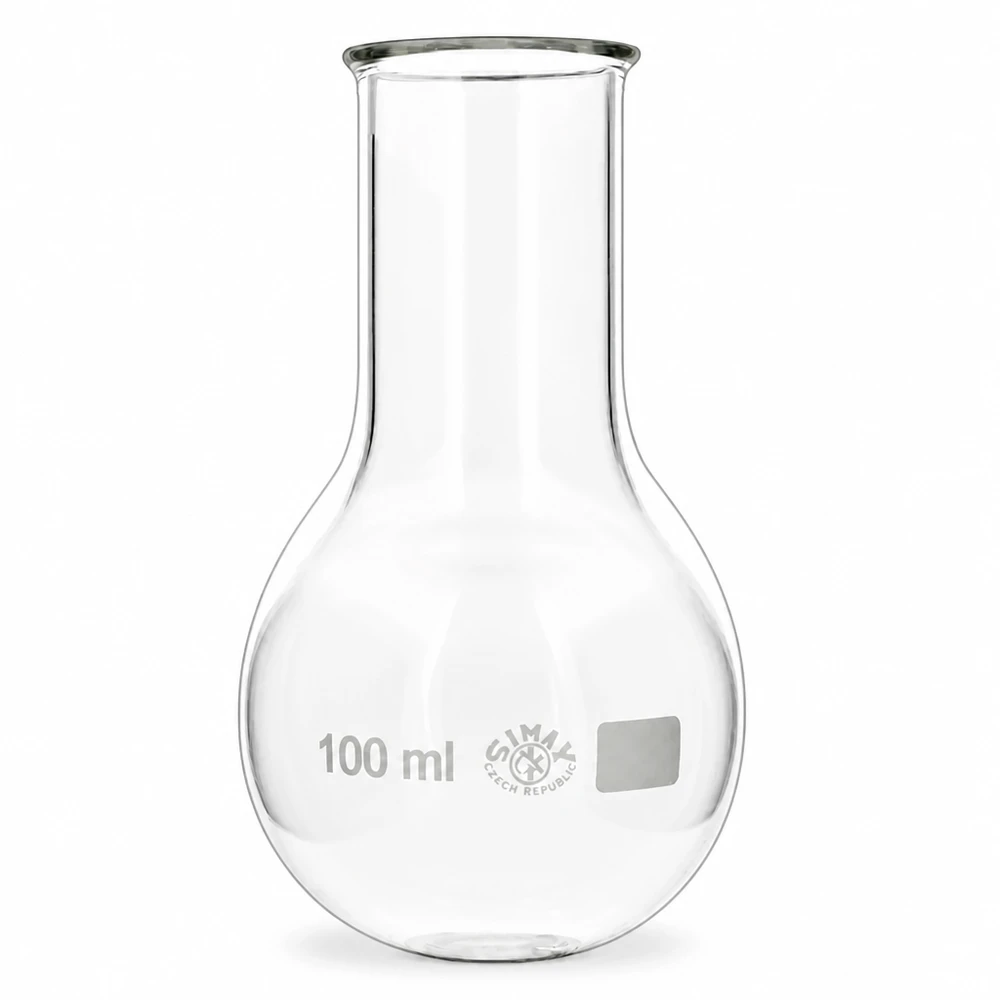 Rundkolben 100ml Weithals-Ausführung mit glatter Oberfläche für professionelle Laborarbeiten
