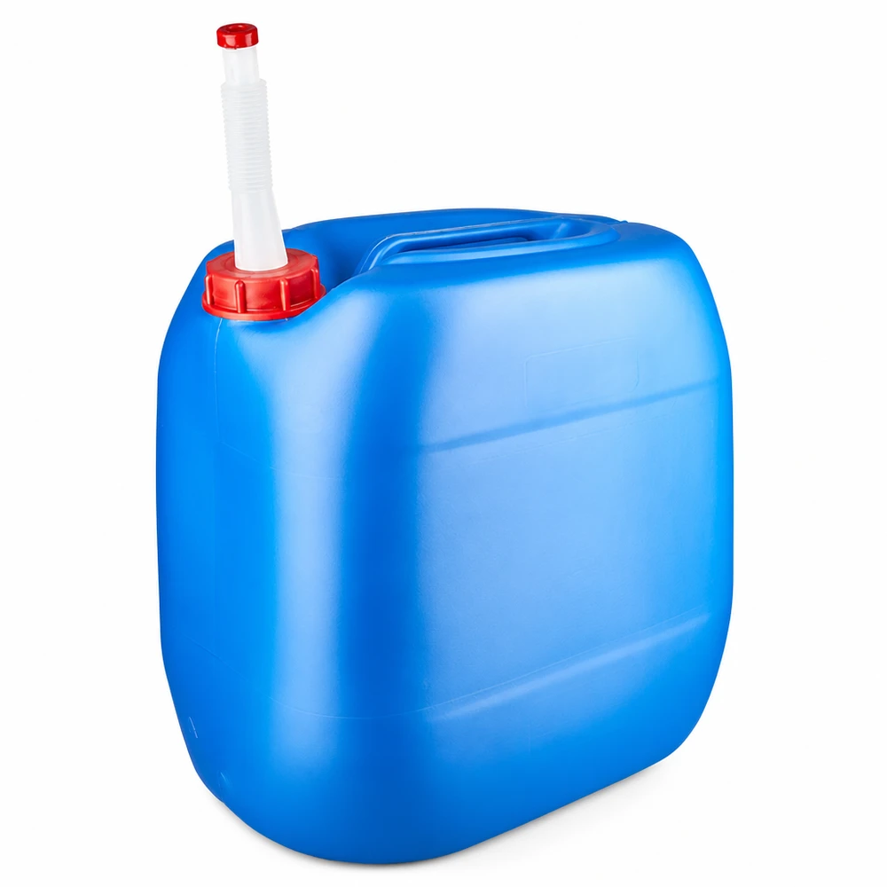 Stapelbarer 30 Liter Kanister blau mit Flex-Auslaufrohr ideal für Camping und Notvorrat