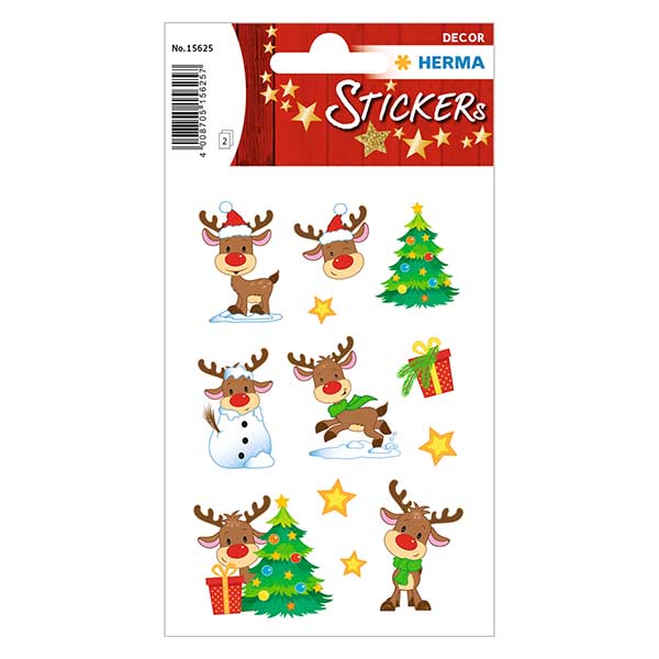 Sticker "Rudolph" (24 Aufkleber mit Glitzer) Sticker "Rudolph" (24 Aufkleber mit Glitzer)