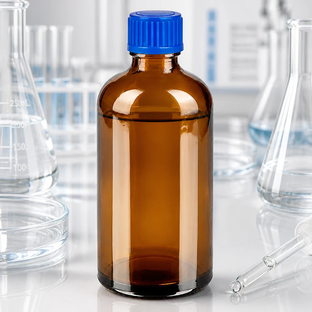 100ml Flasche 11mm Schraubverschluss blau Standard BrownLine UT18/100 Wiederverwendbare 100ml Glasflasche BrownLine mit umweltfreundlichem Design für Nachhaltigkeit