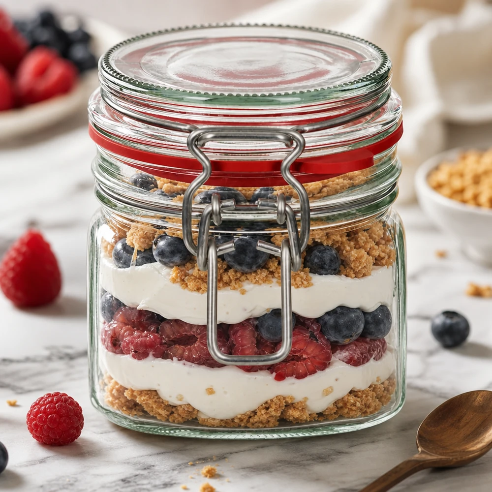 Vielseitiges Vorratsglas 370ml mit Bügelverschluss für kreative Dessert-Präsentation