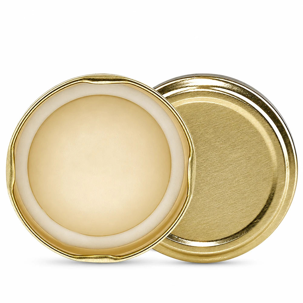 Produktdetail goldener TO63 Einmachdeckel 63mm mit gewelltem Rand UniTwist