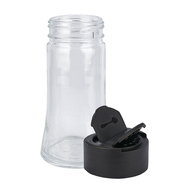 Salz-/Gewürzglas 95ml mit Doppelstreuer schwarz Salz-/Gewürzglas 95ml mit Doppelstreuer schwarz
