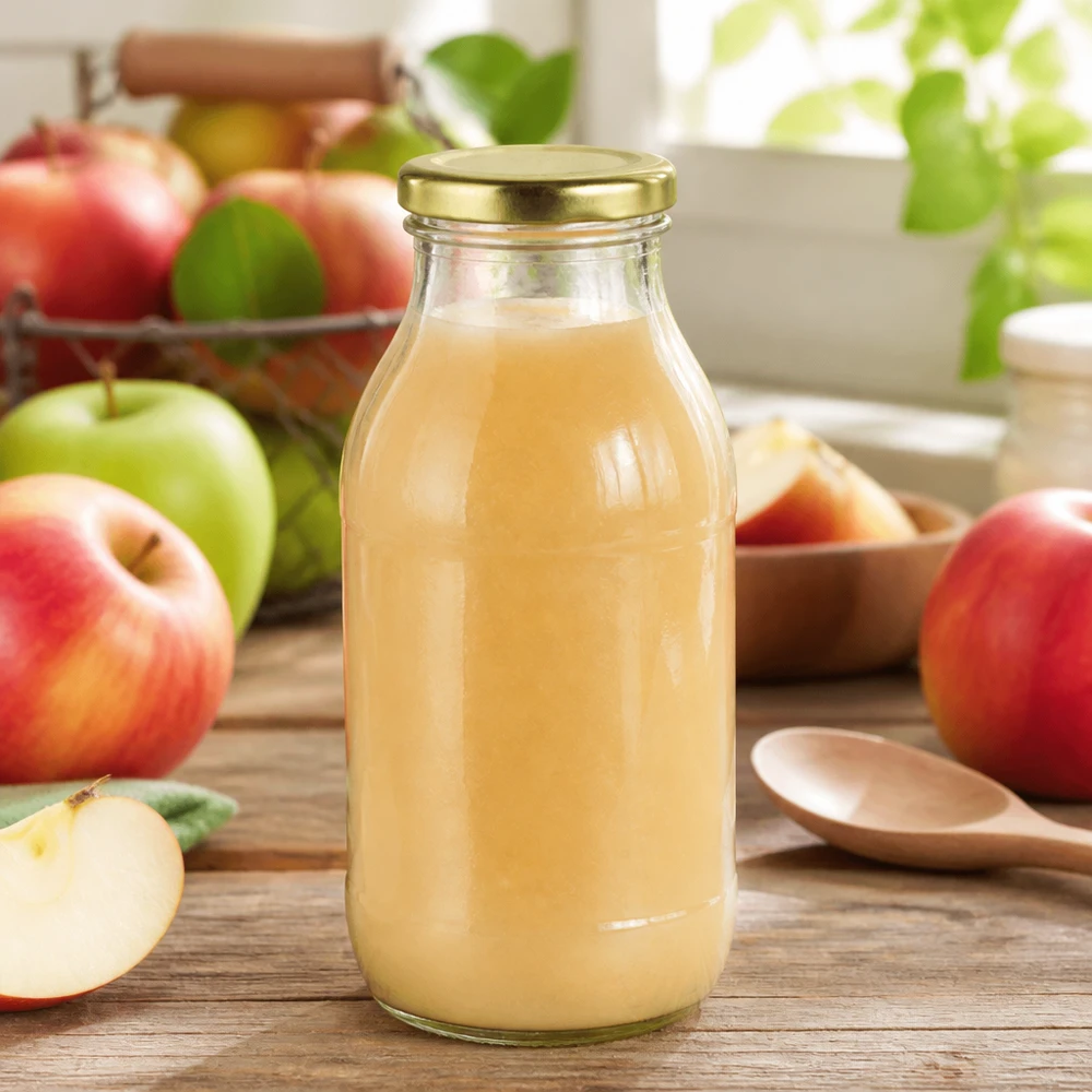 Naturtrüber Apfelsaft in wiederverschließbarer 250ml Glasflasche mit BasicSeal Golddeckel