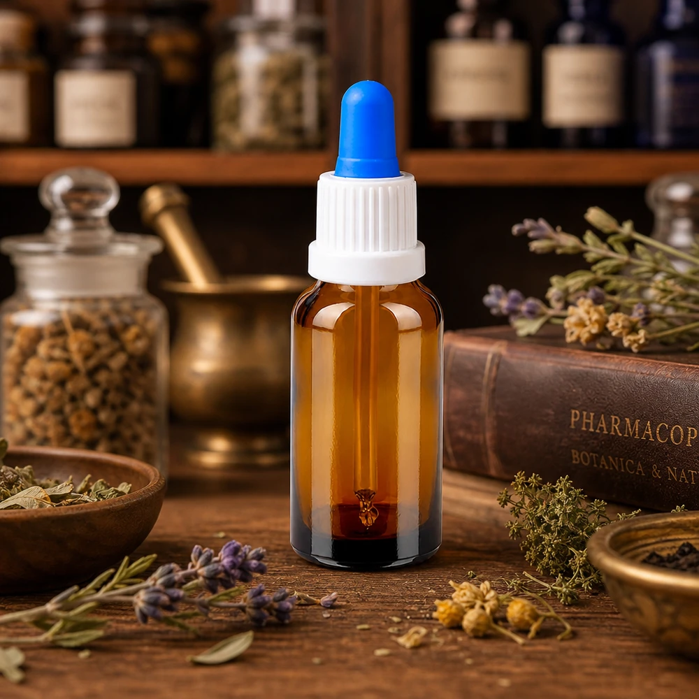 20ml Pipettenflasche weiß/blau Originalitätsverschluss BrownLine UT18/20 Handliche 20ml Pipettenflasche BrownLine ideal für Reiseapotheke und mobile Anwendungen