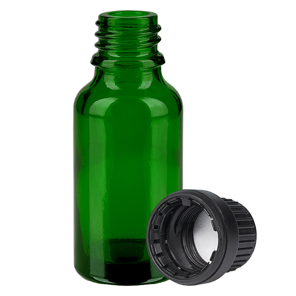 20ml Flasche 11mm Schraubverschluss schwarz Originalitätsverschluss GreenLine UT18/20 20ml Flasche 11mm Schraubverschluss schwarz Originalitätsverschluss GreenLine UT18/20