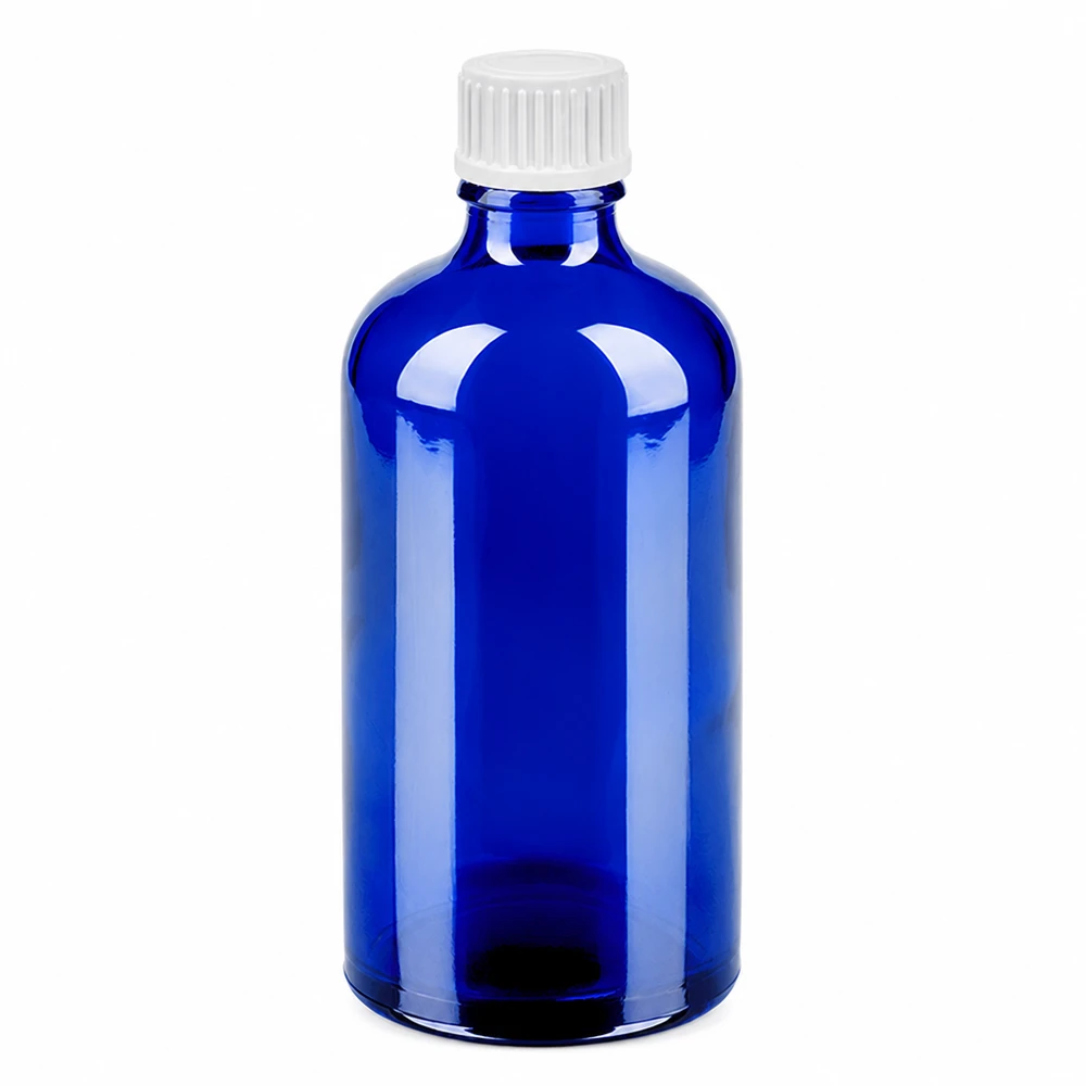 100ml Tropfflasche 0.9mm weiß Standardverschluss BlueLine UT18/100 Cobaltblaue Tropfflasche 100ml mit Standard-Gewinde UT18 und Präzisionstropfer