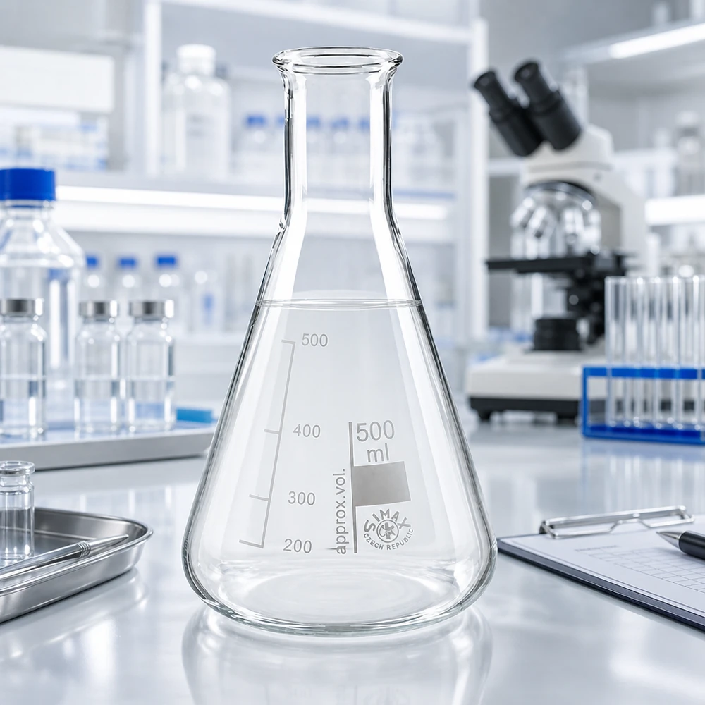 Erlenmeyerkolben 500ml Enghals Steriler Erlenmeyerkolben 500ml Enghals mit Skala für mikrobiologische Kultivierung