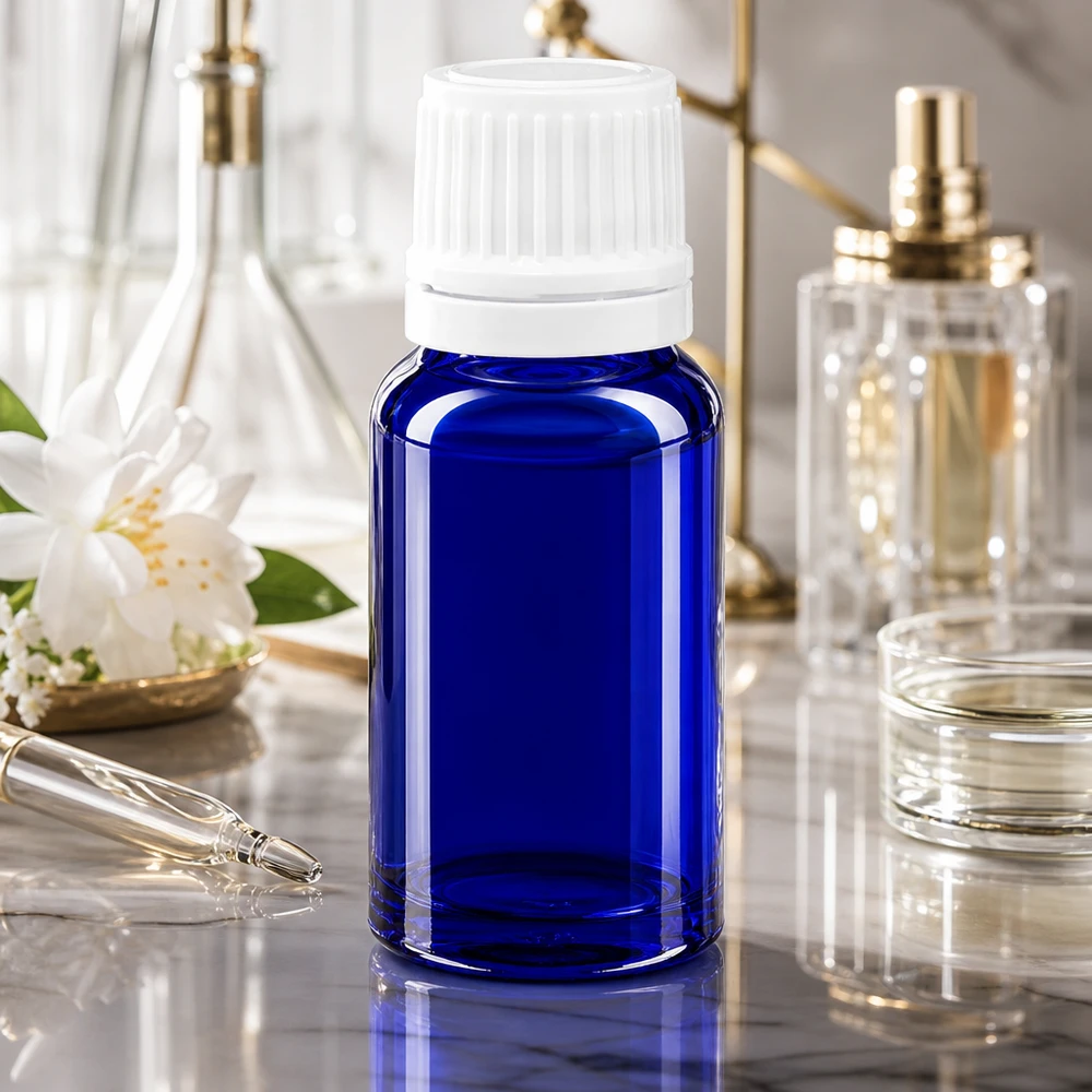 Lichtschutz-Tropfflasche 10ml Blauglas mit präzisem 0,7mm Einsatz für Laboranwendungen