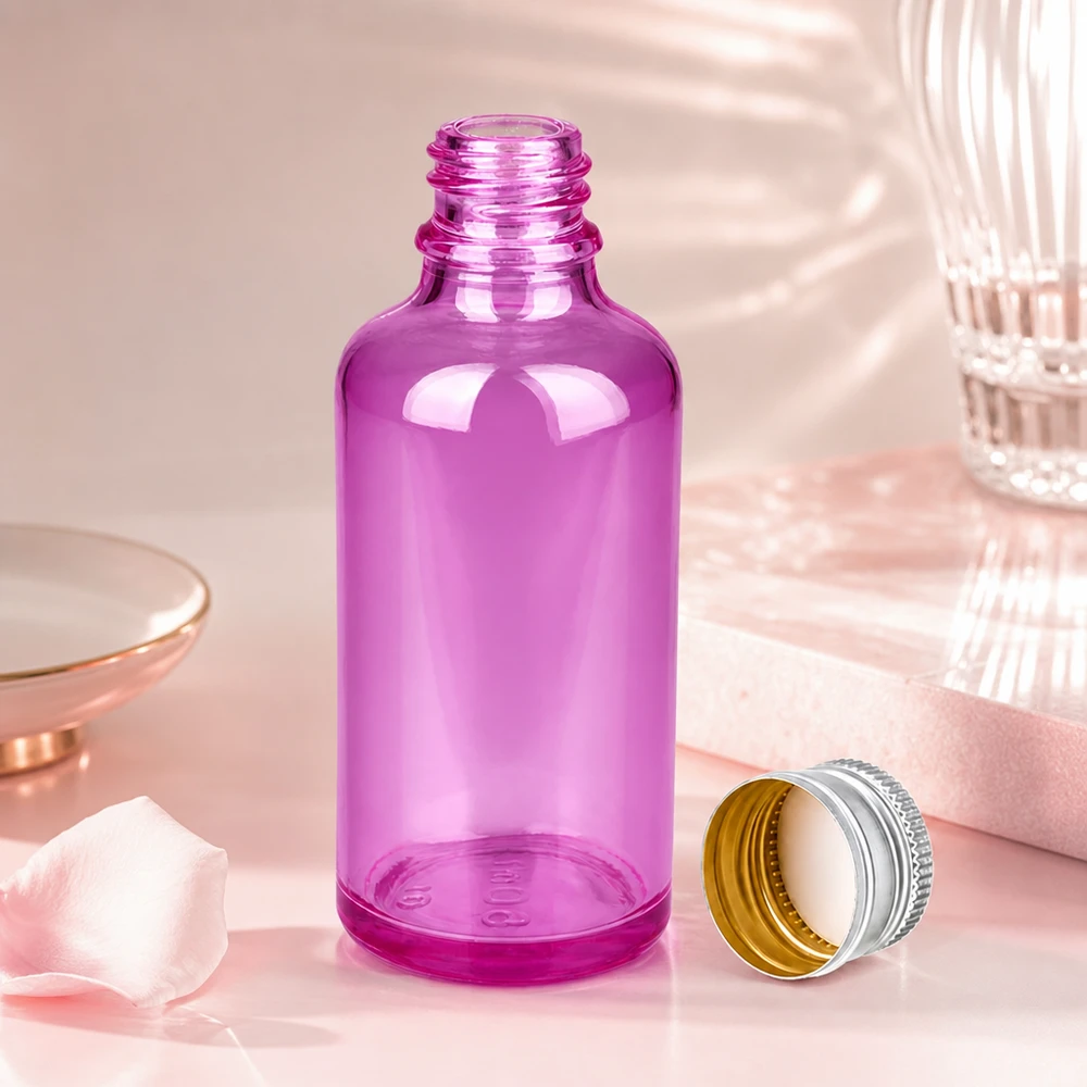 50ml Flasche 11mm Schraubverschluss Alu-Silberer Standard PurpleLine.UT18/50 Premium 50ml Glasflasche in Purple - langlebiges Material für wiederverwendbare Kosmetikverpackung