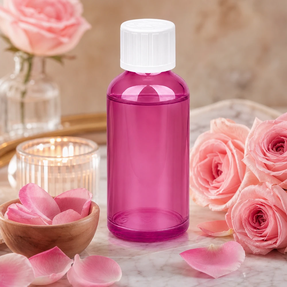 Premium 50ml Flasche in Purple Line Optik mit sicherem Verschlusssystem