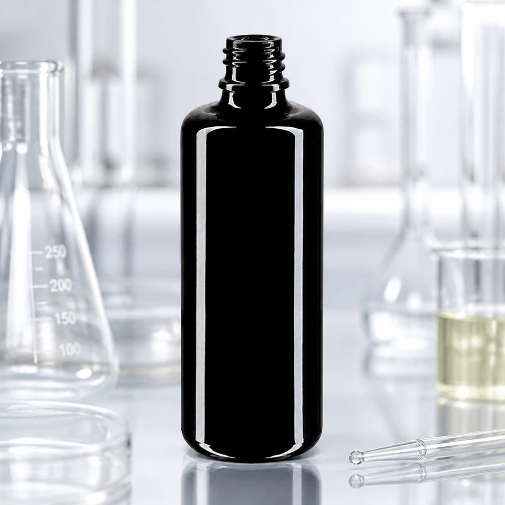Apotheker Tropfflasche Orion 100ml aus dunklem Violettglas für professionelle Verwendung