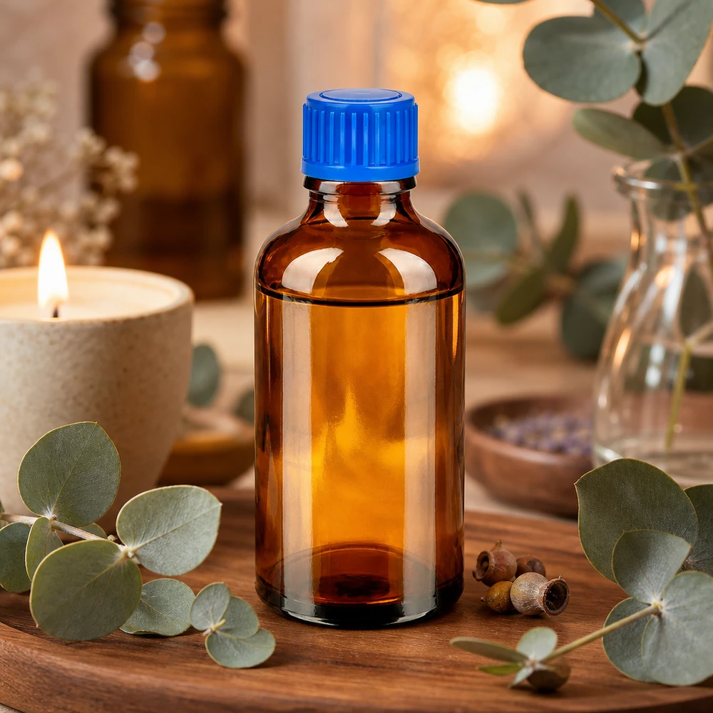 Präzise 50ml Dosierflasche aus braunem Glas mit stabilem Kunststoffverschluss