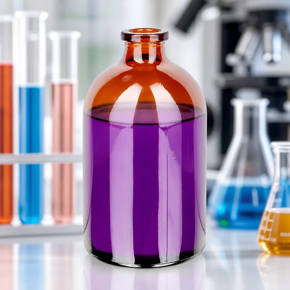 100ml Injektionsflasche Braunglas zur sterilen Medikamentenaufbewahrung in professioneller Laborumgebung