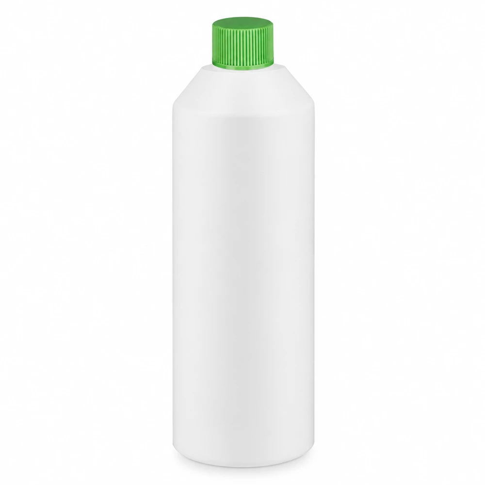 HDPE Flasche 250ml weiß mit grünem Verschluss ideal für Flüssigkeiten und Lösungen