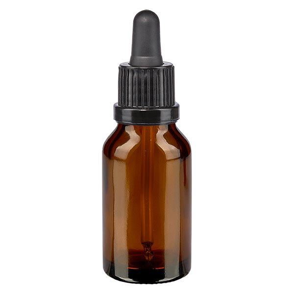 Apothekenflasche braun 15ml Pipette schwarz Originalitätsverschluss Apothekenflasche braun 15ml Pipette schwarz Originalitätsverschluss