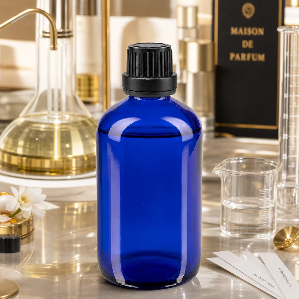 Apothekerflasche 100ml in Blau mit 11mm Sicherheitsverschluss für Duftöle und Parfümherstellung