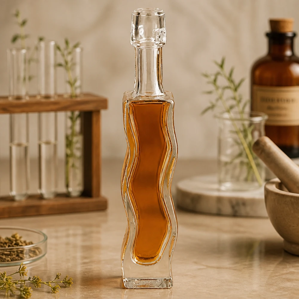 40ml Glasflasche "Anna" ohne Bügelverschluss UNiTWIST 40ml Glasflasche Anna mit goldenem Honig befüllt Apotheker-Stil Kräuterdeko naturbelassene Küche Homöopathie-Ambiente