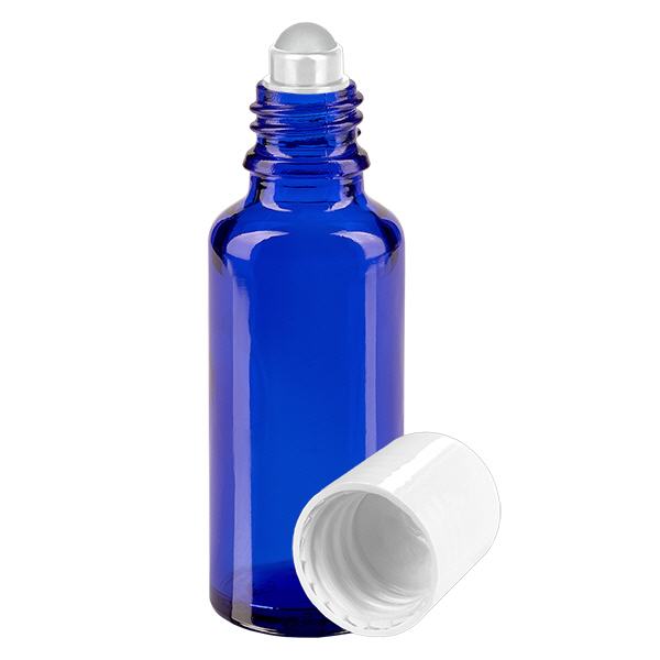 Apothekenflasche blau 30ml Roll-On Verschluss weiß